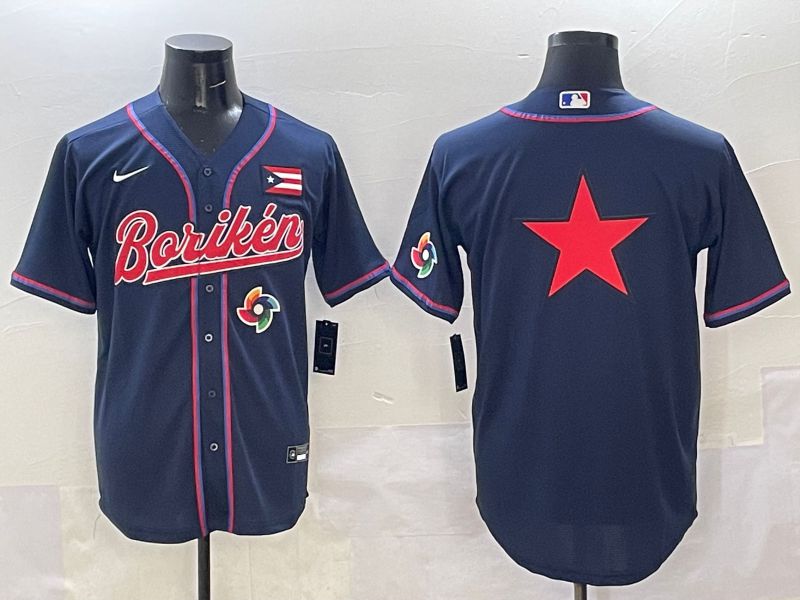 Men Puerto Rico Blank Blue Joint Name 2025 Nike MLB Jersey style 9->edmonton oilers->NHL Jersey